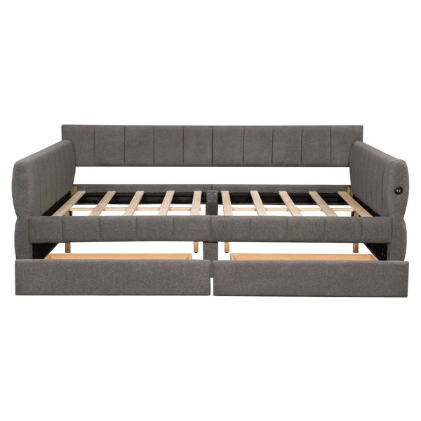 Upholstered Platform Bed With USB Charging