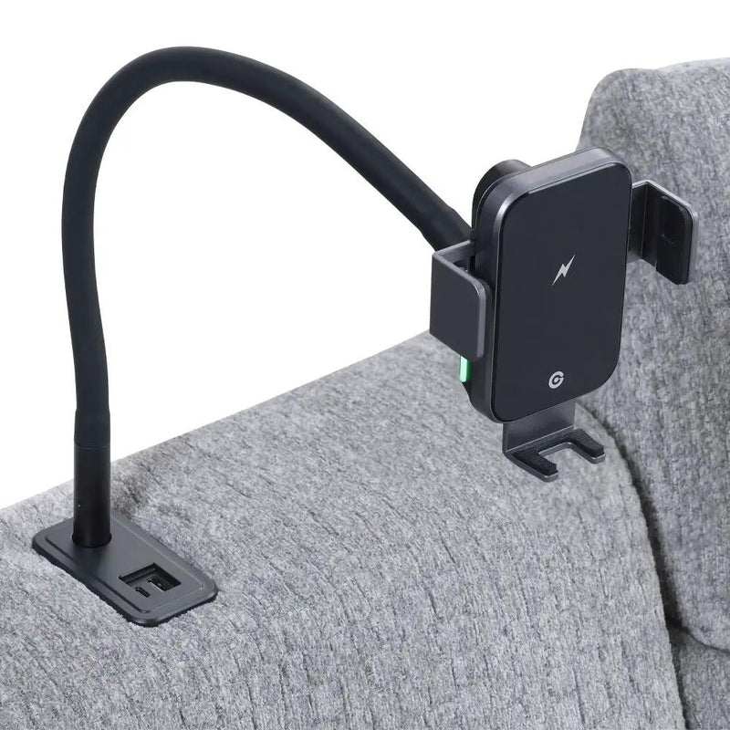 Fullar - Modular Console With Wireless Charger - Light Gary Chenille by Unique Piece Furniture