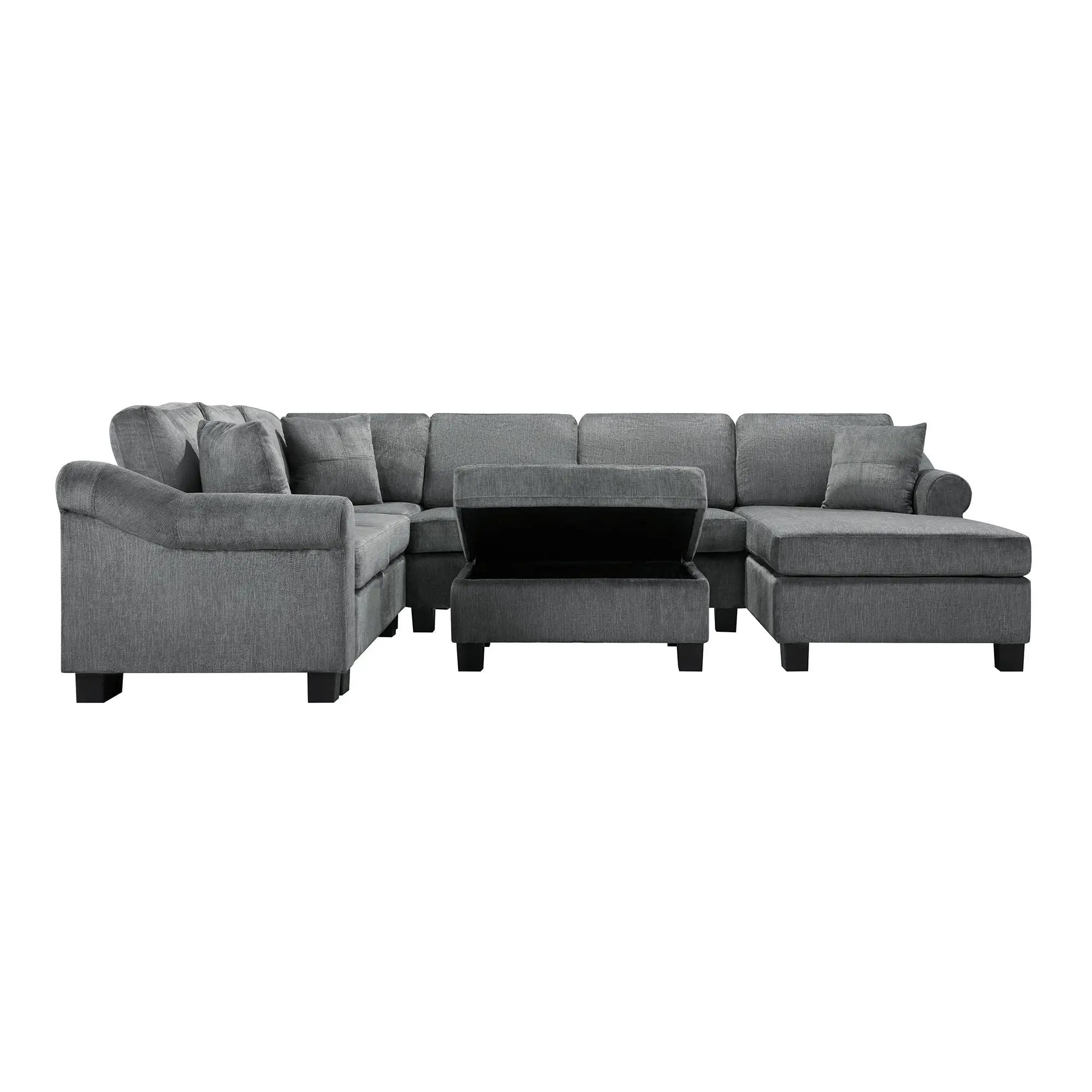 Contemporary U - Shaped Sectional Sofa With Movable Storage Ottoman by HouseOfZazla