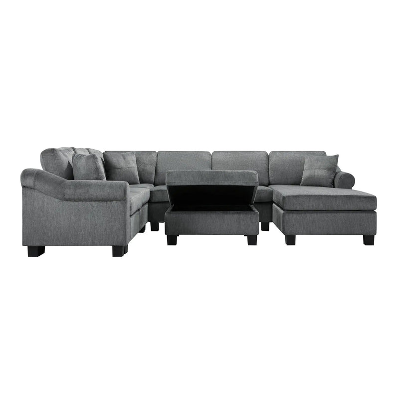 Contemporary U - Shaped Sectional Sofa With Movable Storage Ottoman by HouseOfZazla