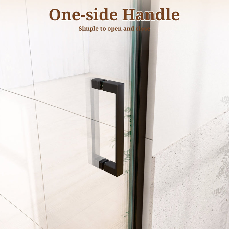 24" W x 72" H Semi-Frameless Circular Pivot Shower Door in Matte Black by HouseOfZazla