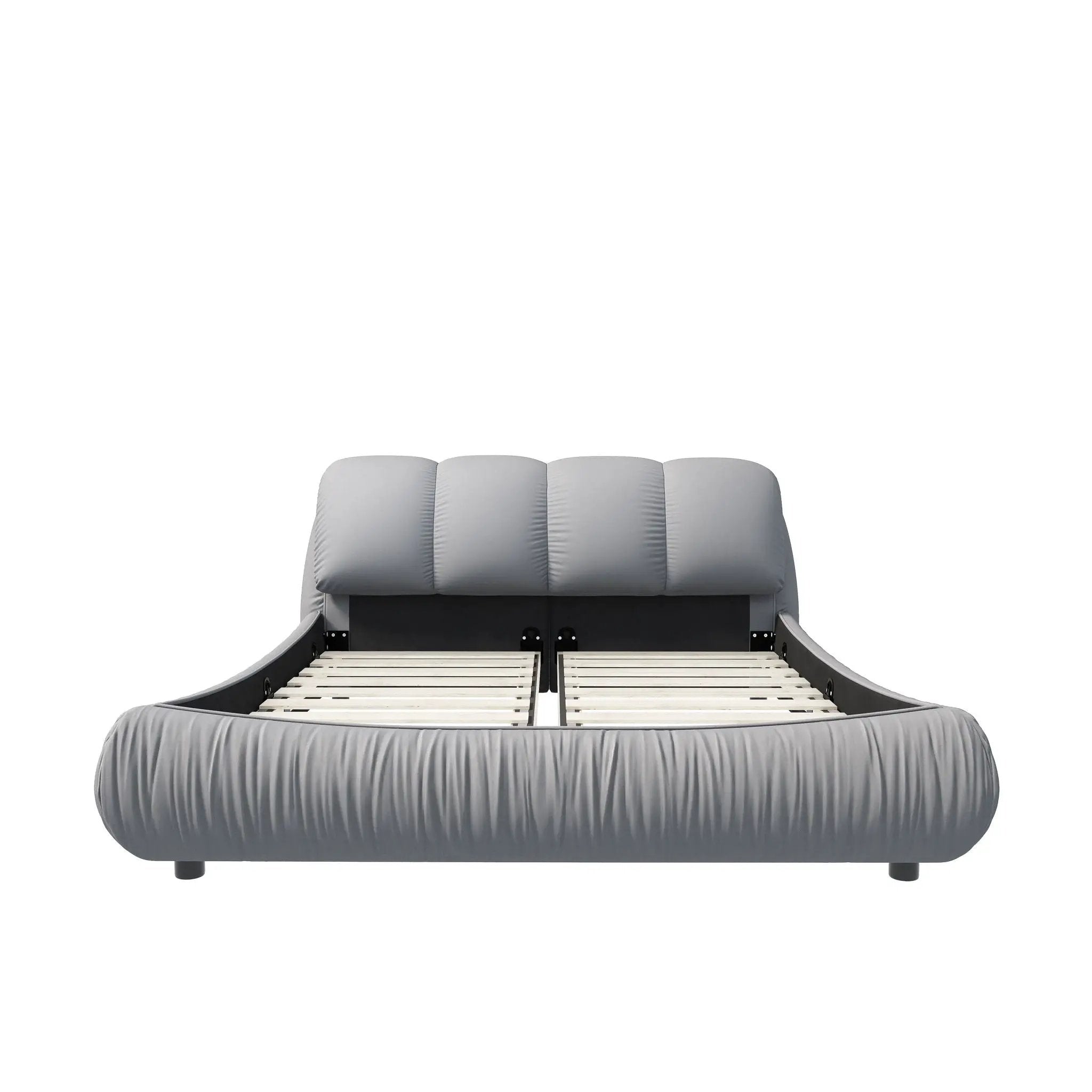 Luxury Upholstered Platform Bed With Oversized Padded Backrest And Solid Wood Frame by HouseOfZazla