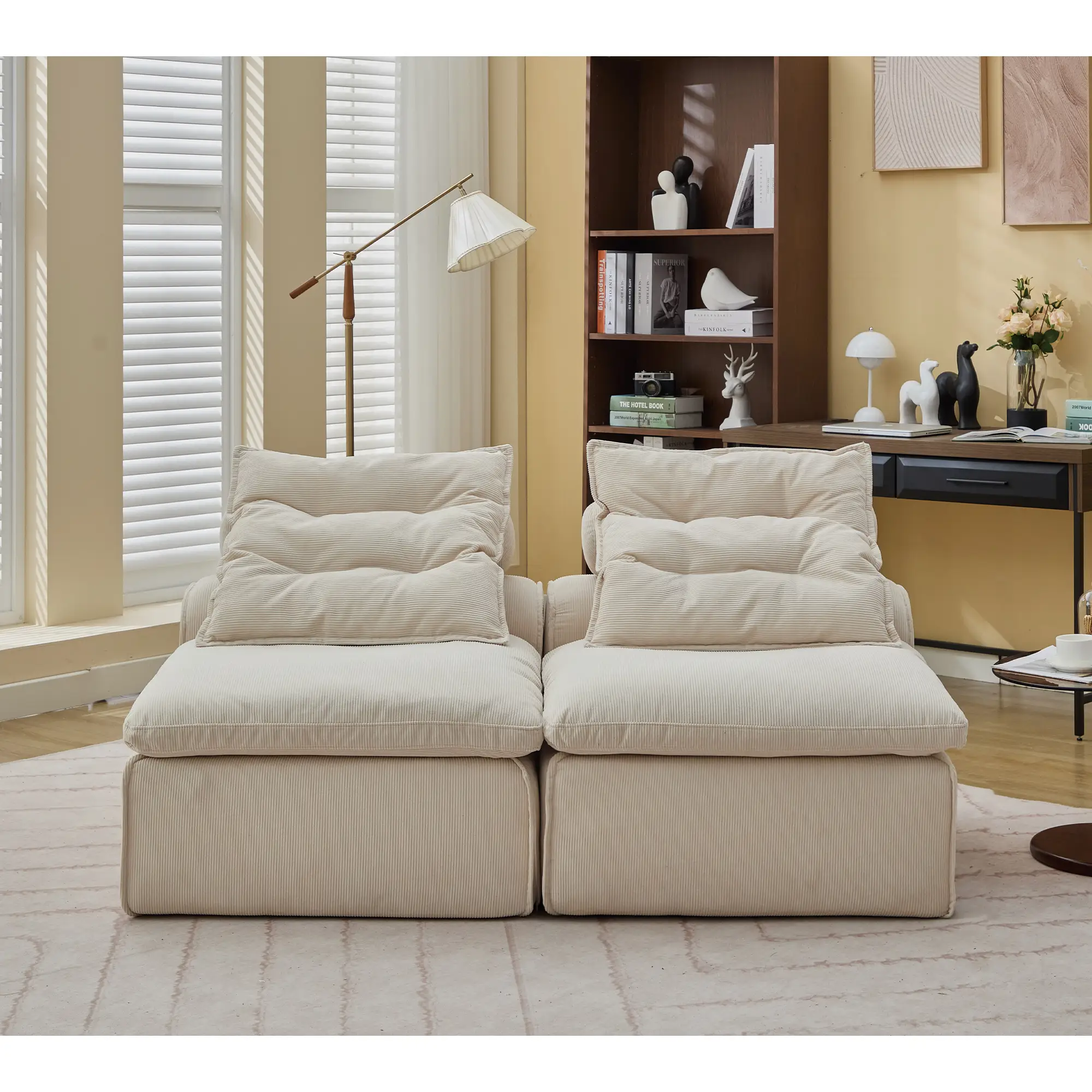 Modular Sofa with Neck and Lumbar Pillows - 2 Seats by HouseOfZazla