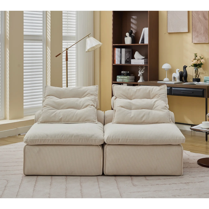 Modular Sofa with Neck and Lumbar Pillows - 2 Seats by HouseOfZazla