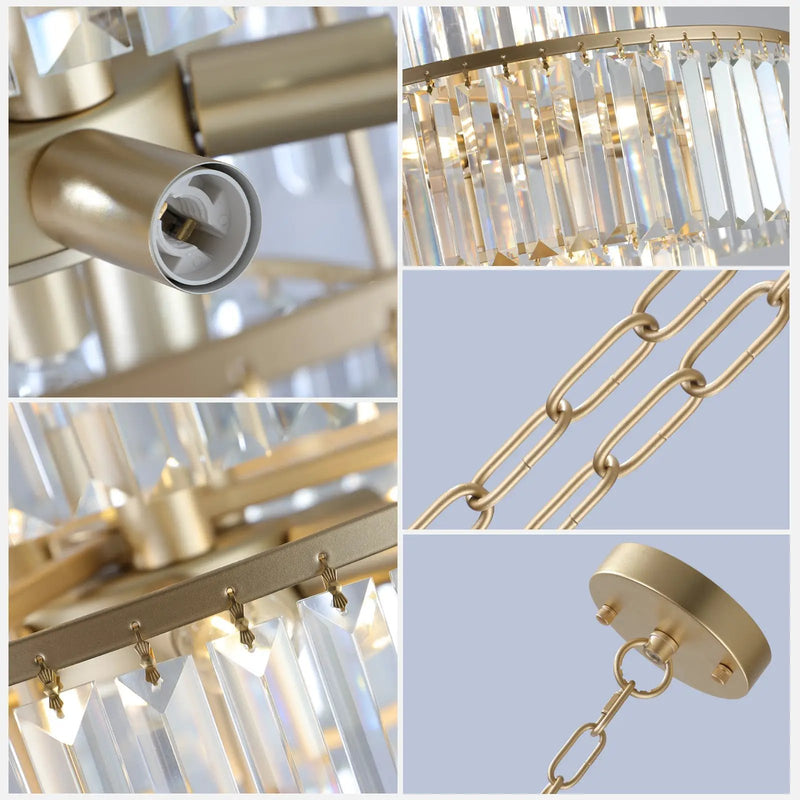 (Same as W1340126461/L5023) 20' Luxury 4-Tier Crystal Chandelier, 12-Light Gold Frame Pendant Light, Elegant Ceiling Lighting for Living Room, Dining Room, Bedroom (No Bulbs) by HouseOfZazla