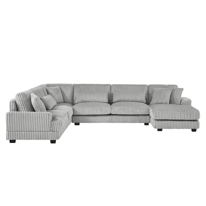 U - Shaped Sectional Sofa With Chaise Lounge, Oversized Living Room Sofa - Gray by HouseOfZazla