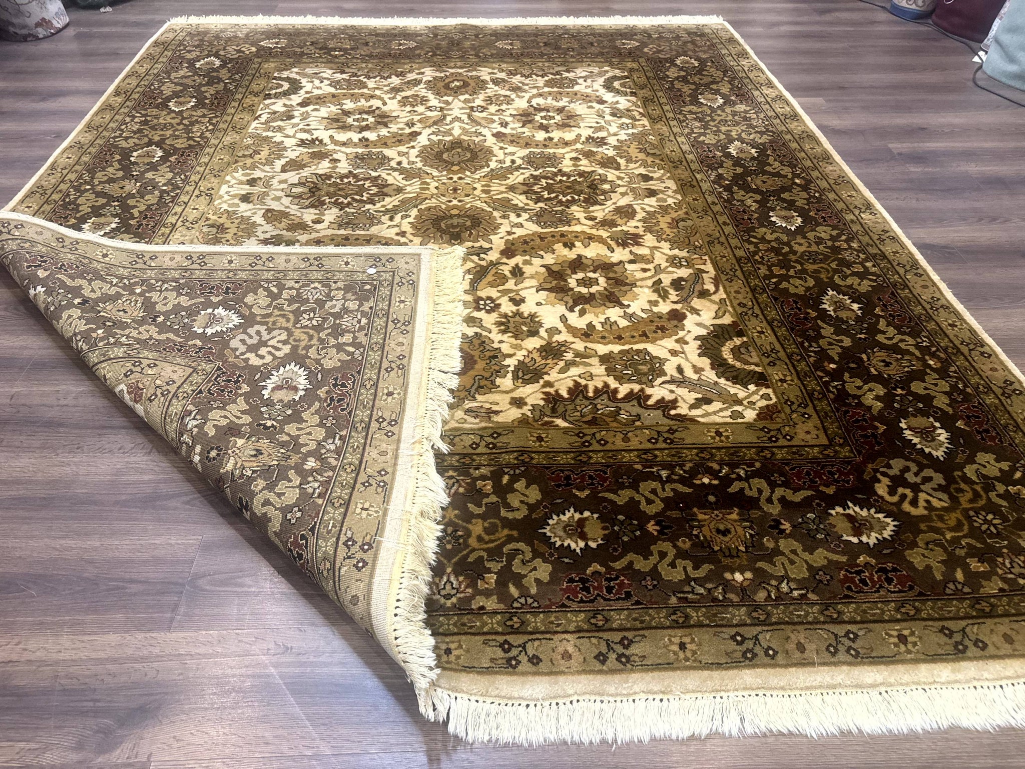 Indo Persian Mahal Rug 8x10, Floral Traditional Wool Oriental Carpet by Jewel Rugs