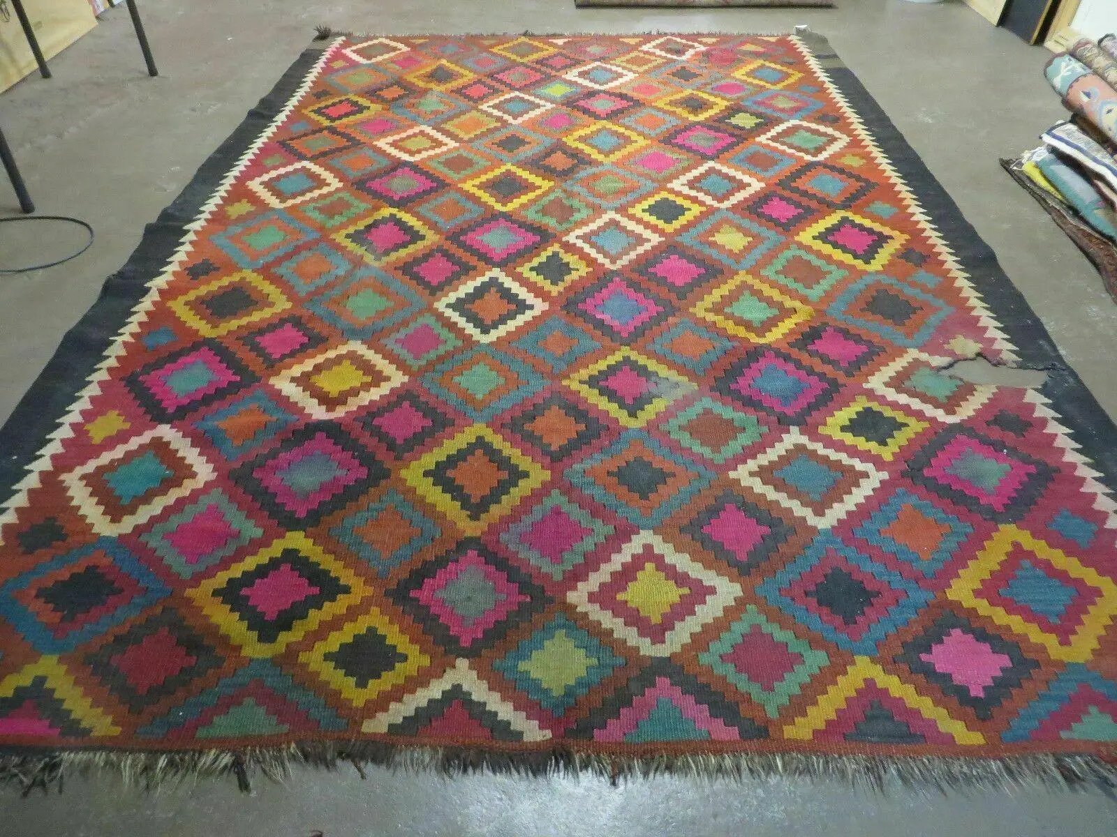 7' X10' Antique Afghan Kilim Handmade Flat Weave Wool Rug Vegy Organic Colorful by Jewel Rugs