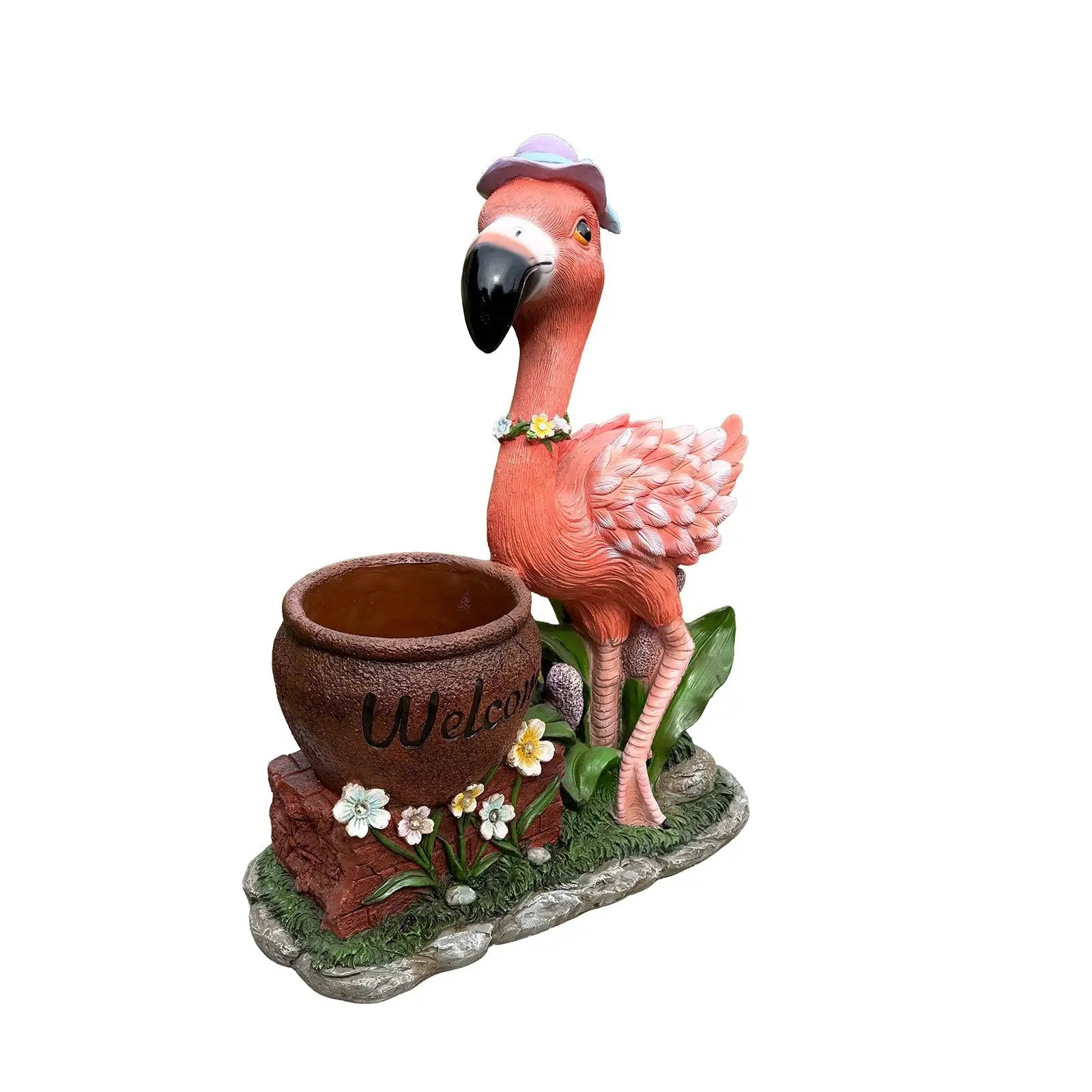 Outdoor Garden Sculpture Flamingo Flower Pot Planter by HouseOfZazla