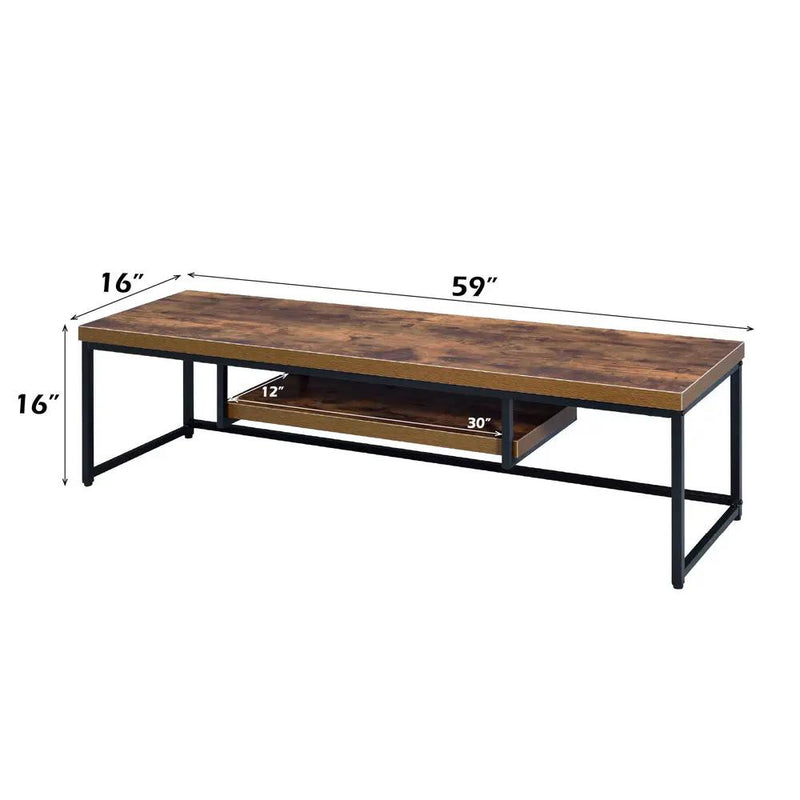 Bob - 16" TV Stand - Weathered Oak & Black Metal by Unique Piece Furniture