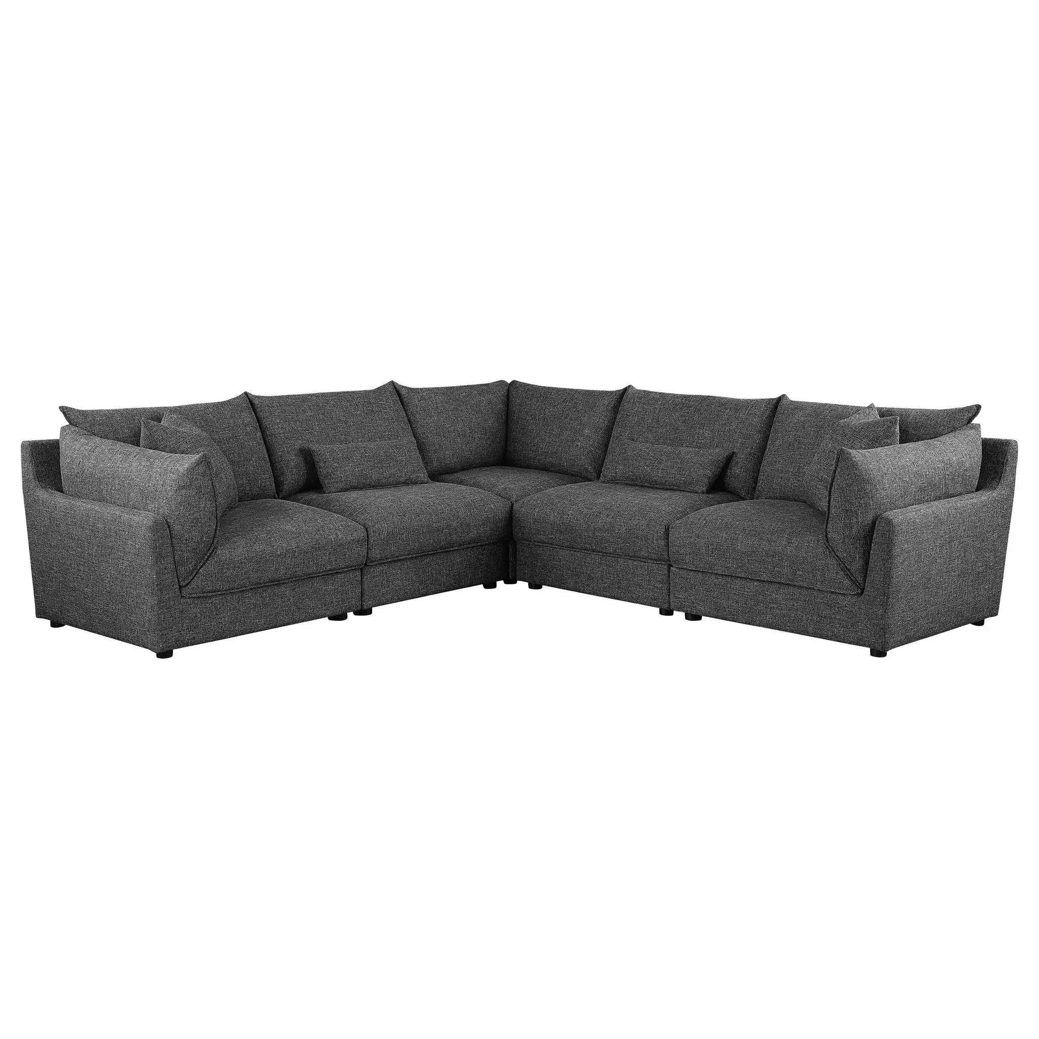Sasha 5-piece Upholstered Modular Sectional Barely Black by Unique Piece Furniture