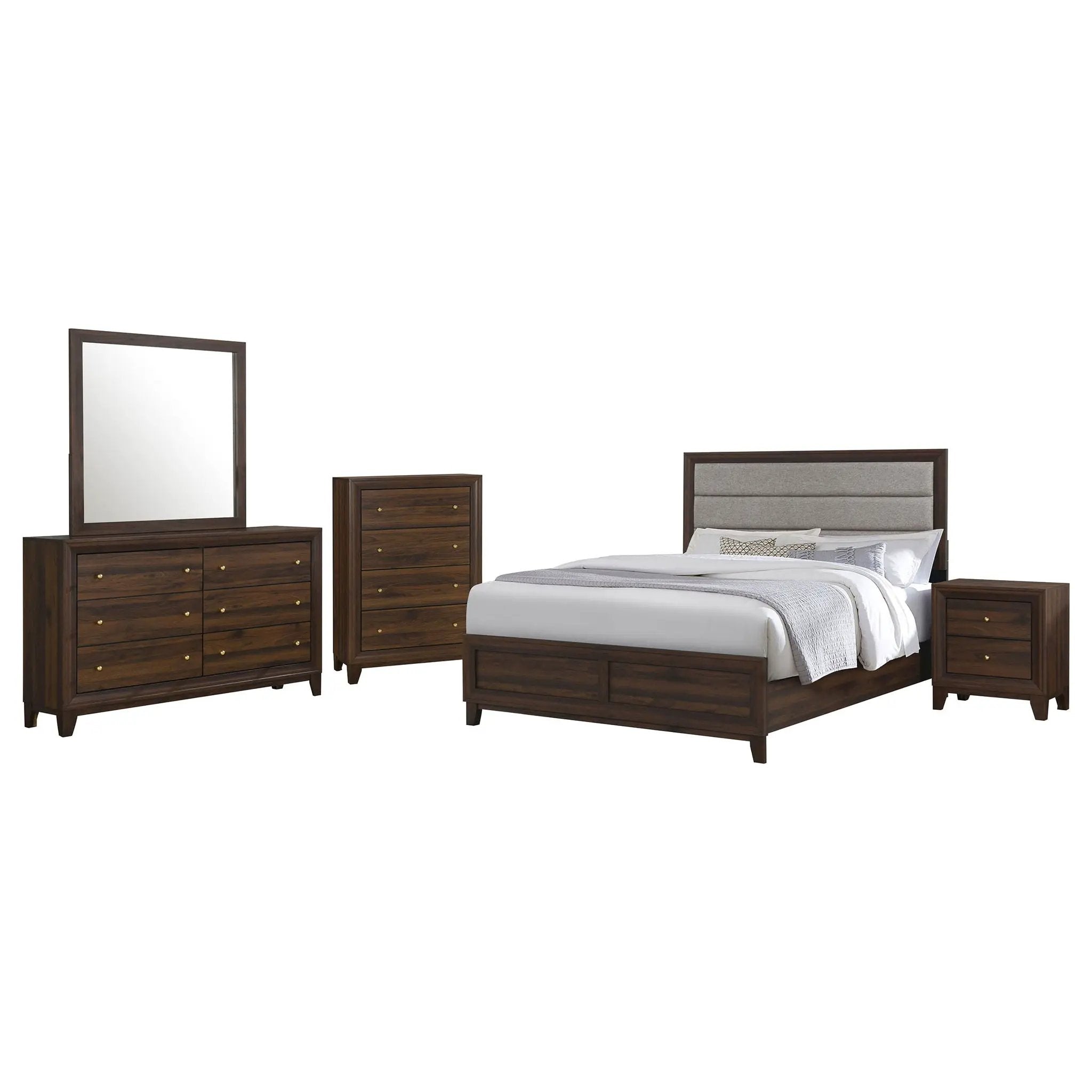 Welsley 5-piece California King Bedroom Set Walnut by Unique Piece Furniture