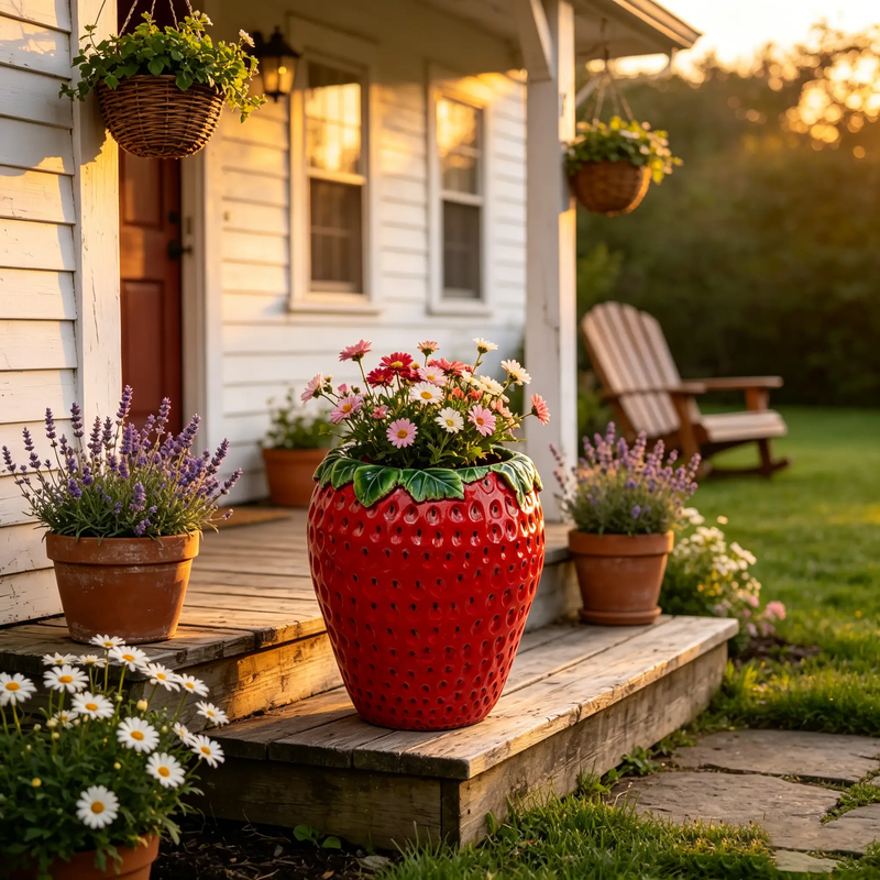 15'' Tall Strawberry Shaped Planter Pot by HouseOfZazla