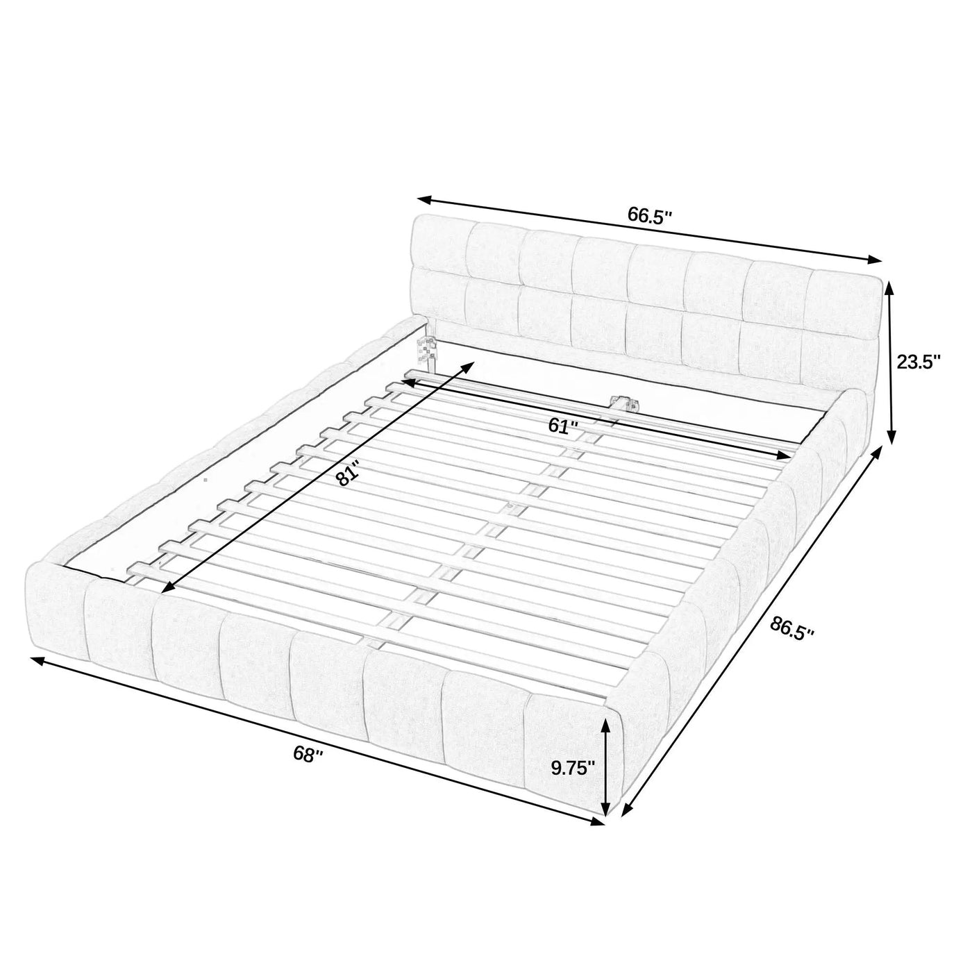 Modern Platform Bed Frame With Thick Fabric by HouseOfZazla