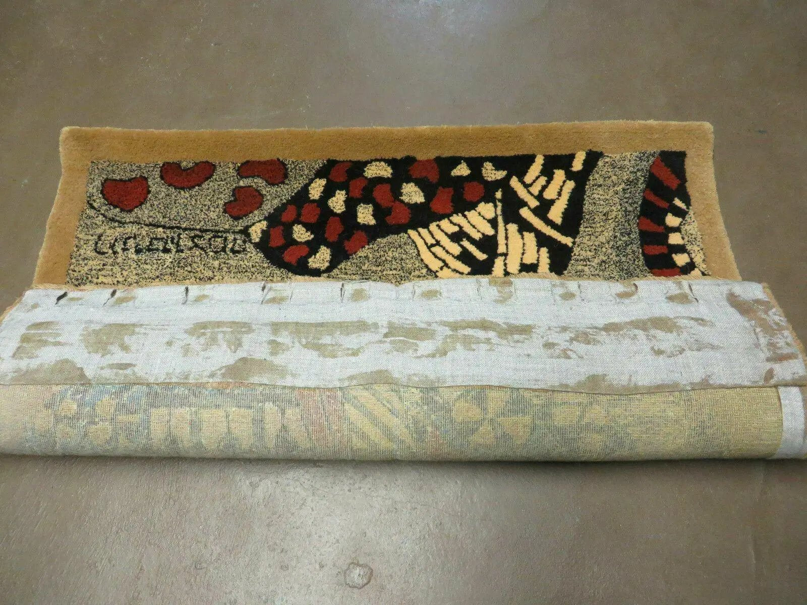 3' X 4' Vintage Hand Crafted Israel Wool Rug Carpet Wall Hanging Signed Hebrew by Jewel Rugs