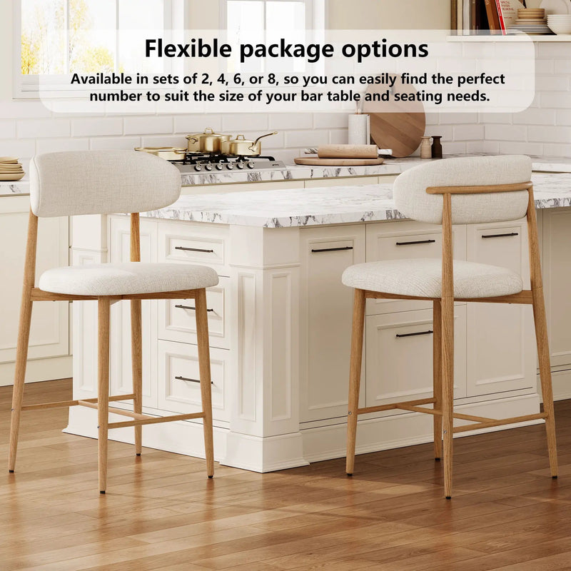 Upholstered Counter Height Bar Stools For Kitchen Island (Set of 2) - Beige by Unique Piece Furniture