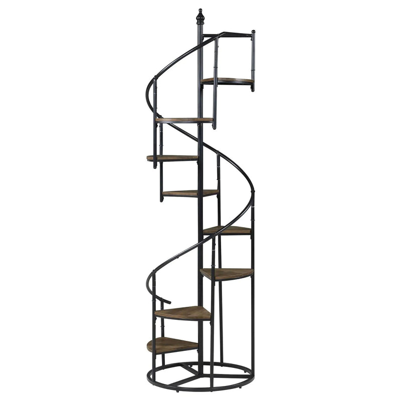 8 Shelf Staircase Bookcase Industrial Storage And Scratch Resistant Shelves - Brown by HouseOfZazla