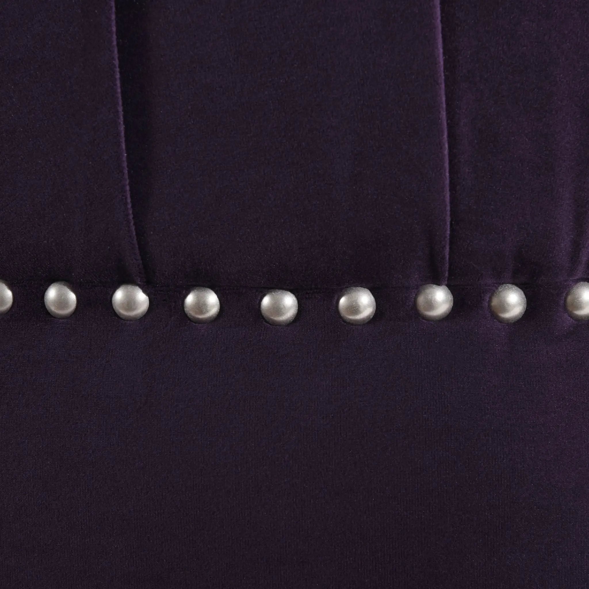 Dawn - Tufted Round Ottoman Nailhead Accents - Purple by HouseOfZazla