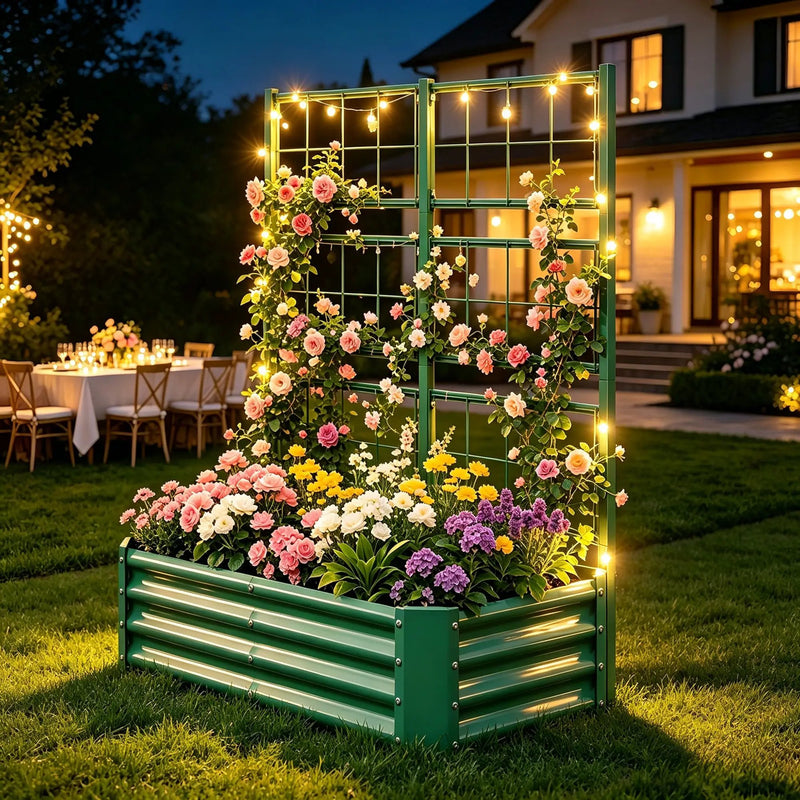 4x2x1FT Galvanized Raised Garden Bed with Arch Trellis by HouseOfZazla