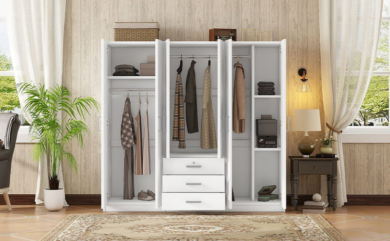 6 Doors Wardrobe Storage For Bedroom, With Big Drawers by HouseOfZazla