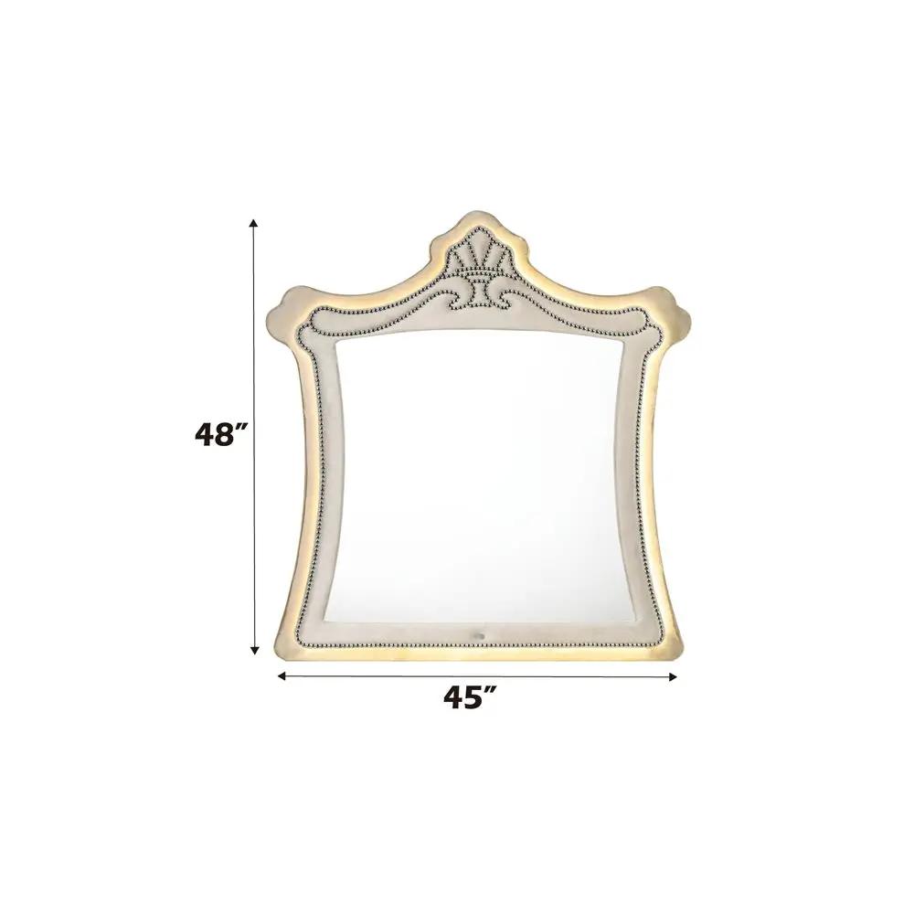 Lucienne - Mirror With LED - Beige Velvet by Unique Piece Furniture