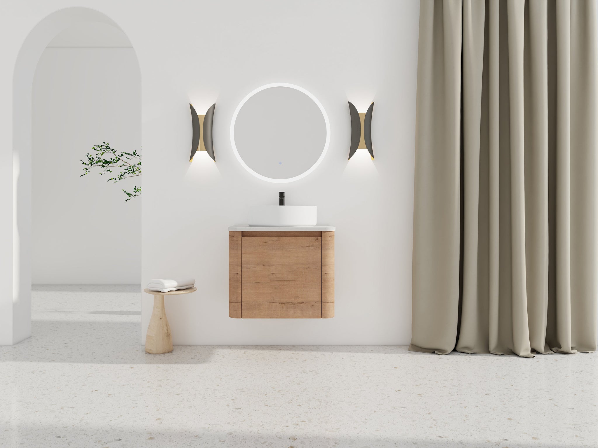 24" Wall-Mounted Bathroom Vanity With Ceramic Art Sink & Soft-Close Door by HouseOfZazla