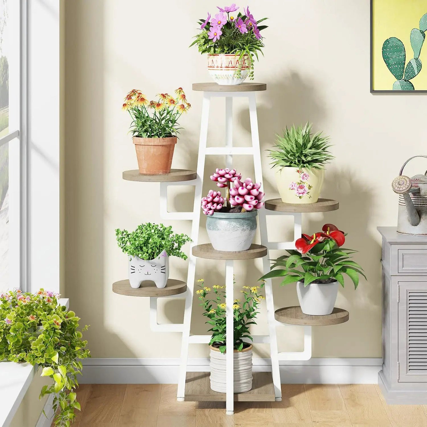 7 Tier Corner Plant Shelf With High Low Design For Living Room by HouseOfZazla