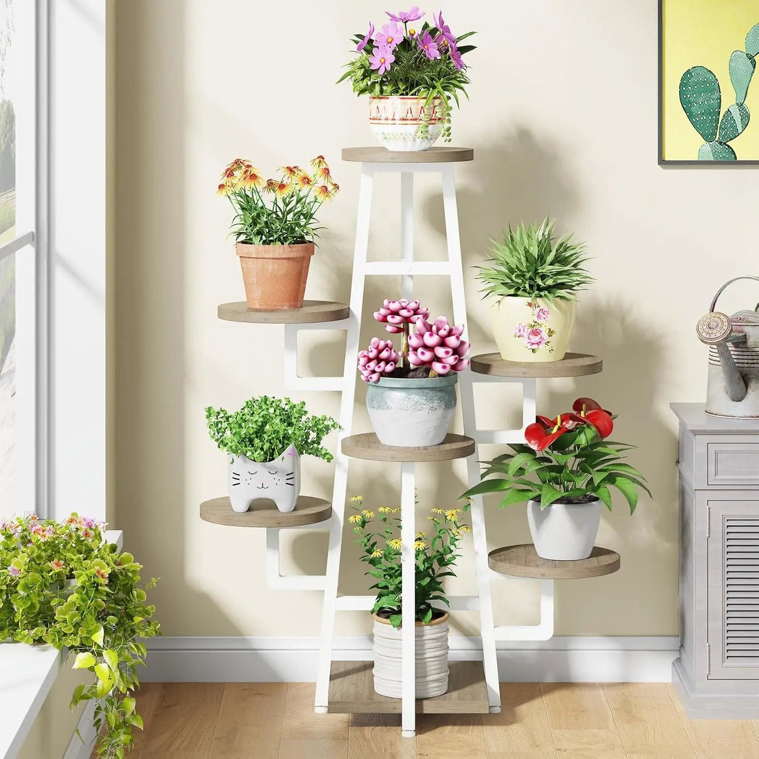 7 Tier Corner Plant Shelf With High Low Design For Living Room by HouseOfZazla