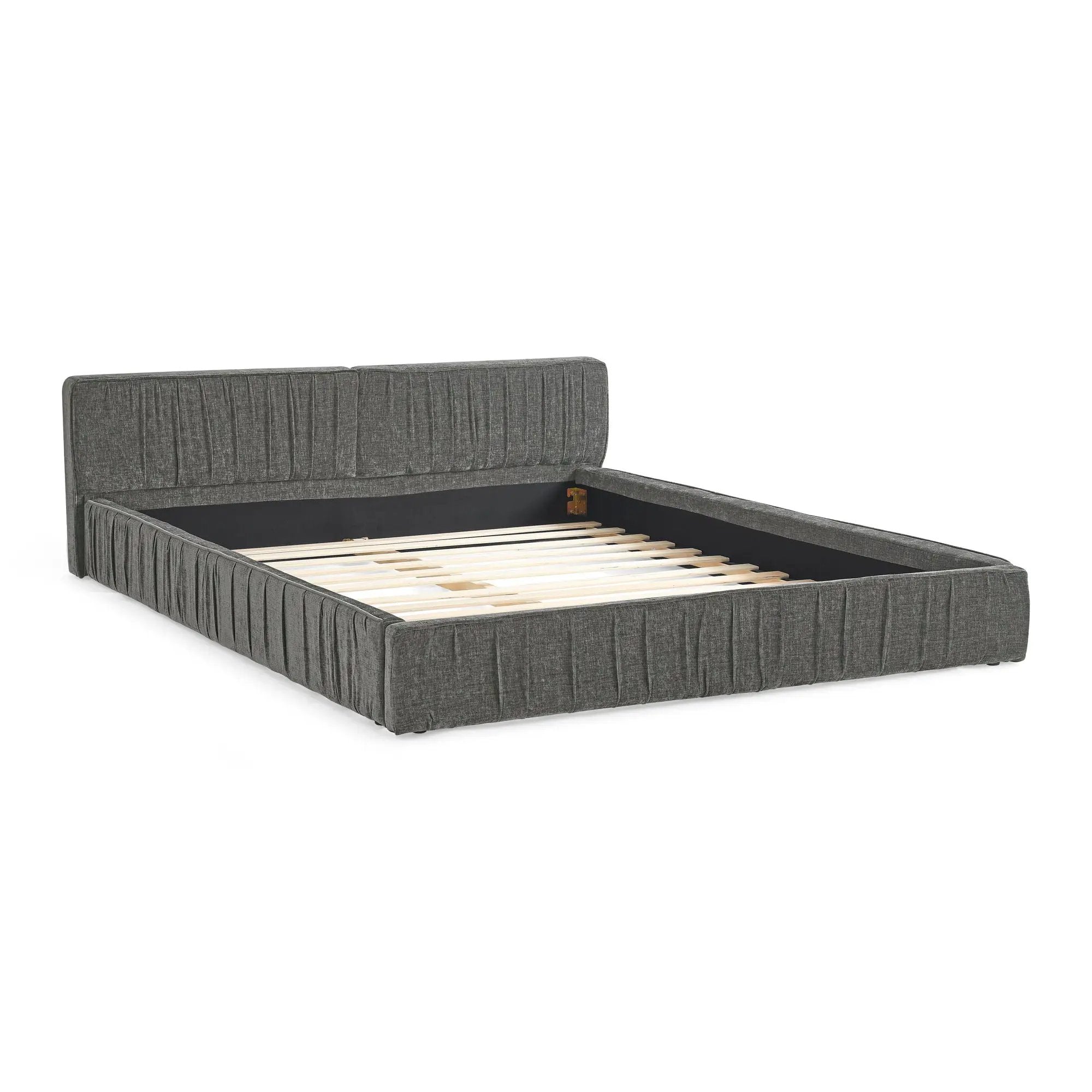 Modern Upholstered Platform Bed Frame With Pleated Design by HouseOfZazla