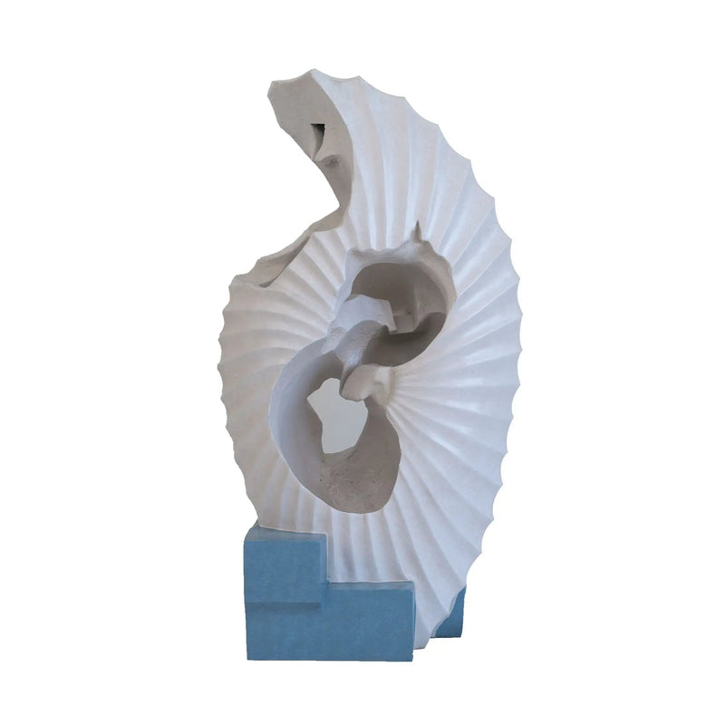 Abstract Water Fountain With Base With Light, For Indoor And Outdoor - White / Blue by Unique Piece Furniture