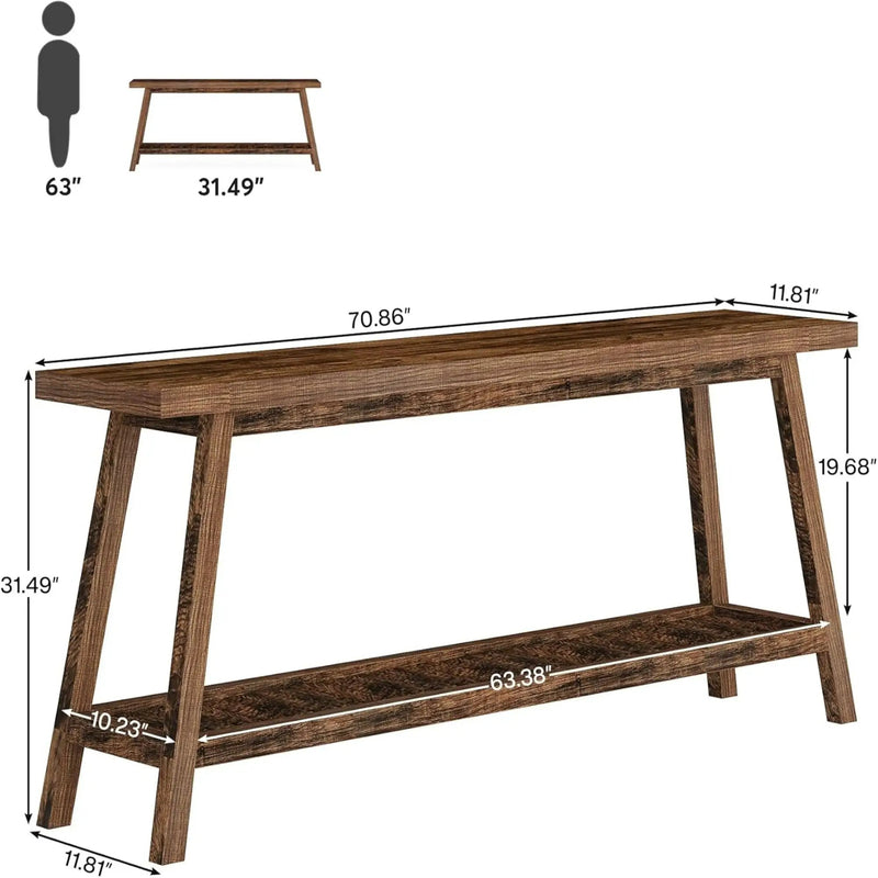 Extra Long Console Table With 2 Tier Open Storage by HouseOfZazla