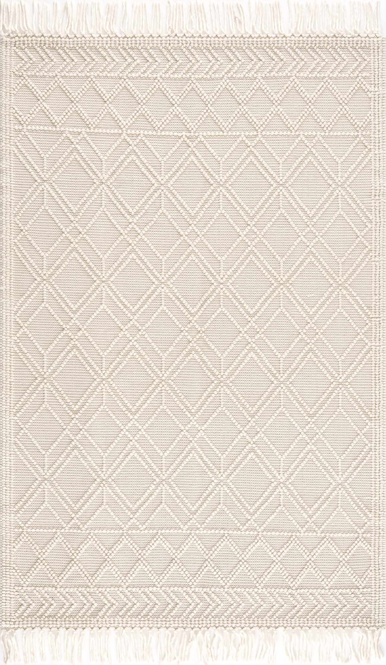 Ramsbury Beige Trellis Wool Rug by Boutique Rugs