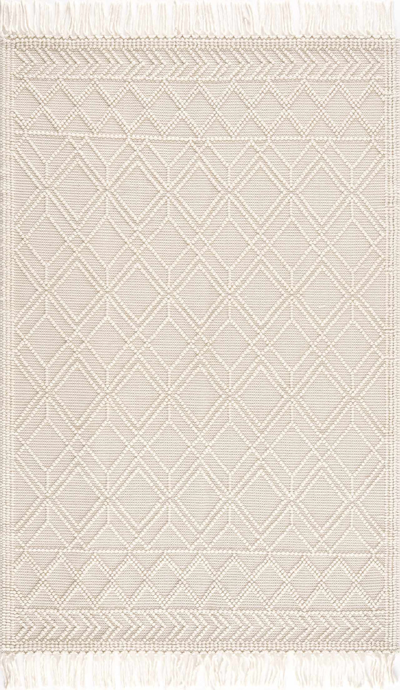 Ramsbury Beige Trellis Wool Rug by Boutique Rugs