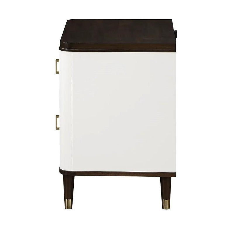 Carena - Nightstand With USB - White & Brown by Unique Piece Furniture