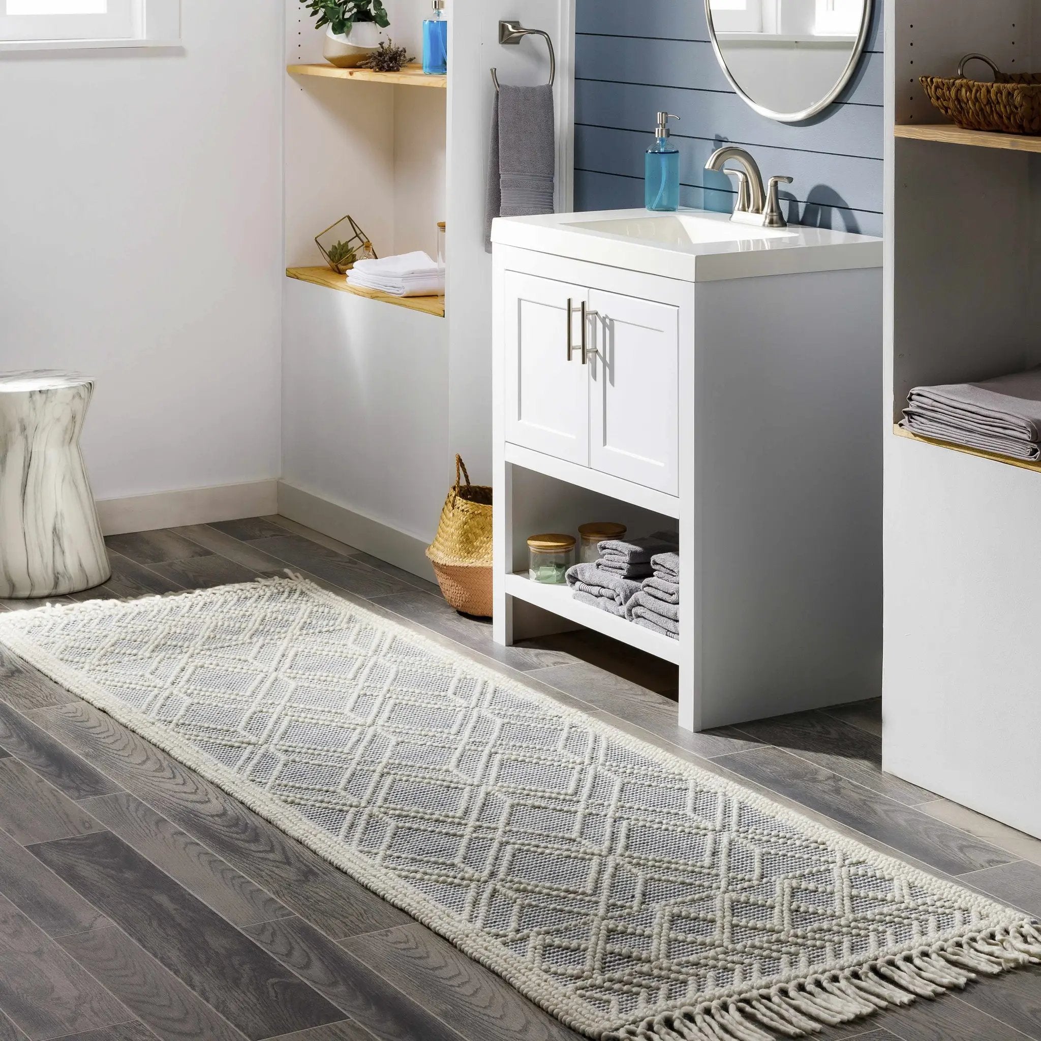 Ramsbury Ivory & Blue Area Rug by Hauteloom