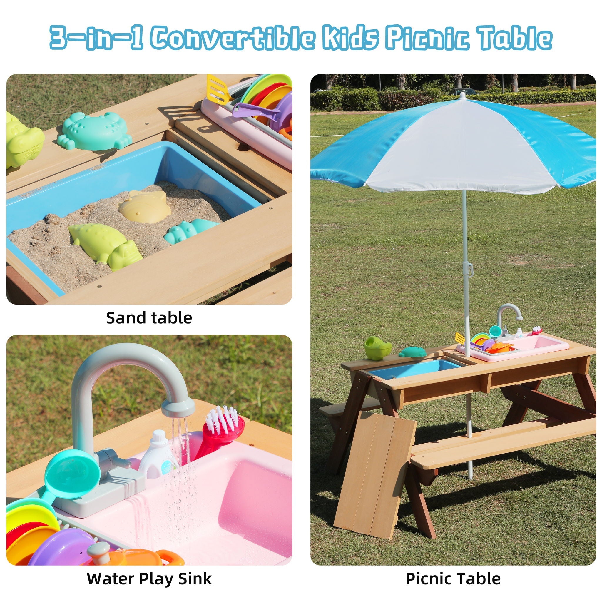 Kids Picnic Table With Sand and Water Table Conversion by HouseOfZazla