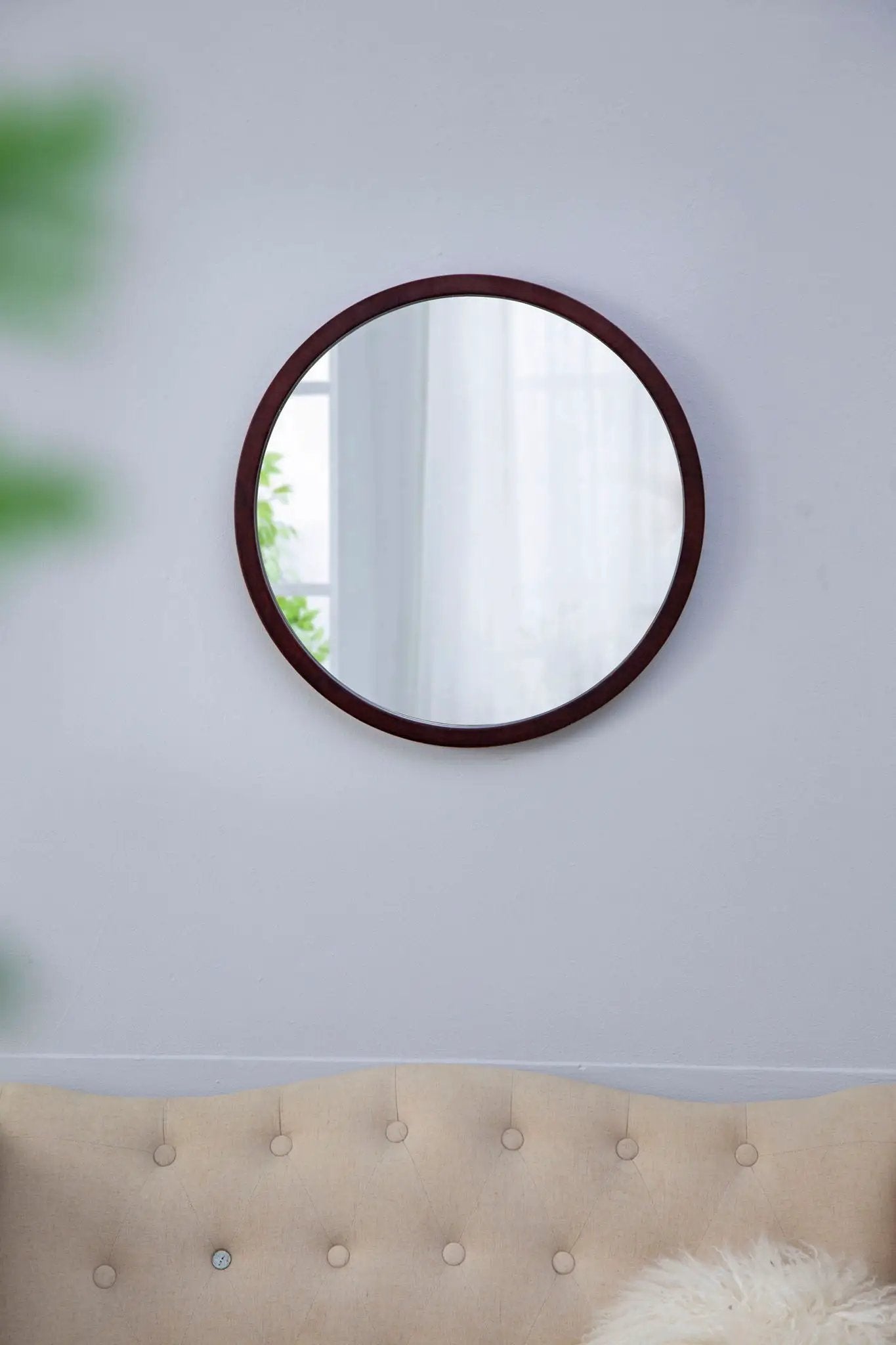 Circle Wall Mirror With Wooden Frame for Living Room by HouseOfZazla