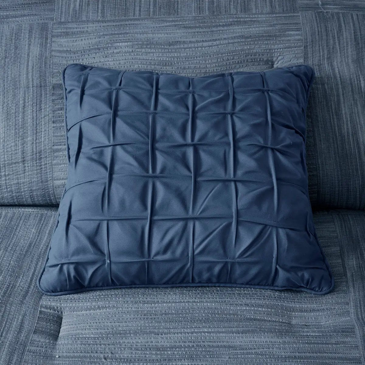 7 Piece Printed Seersucker Comforter Set Navy King by HouseOfZazla