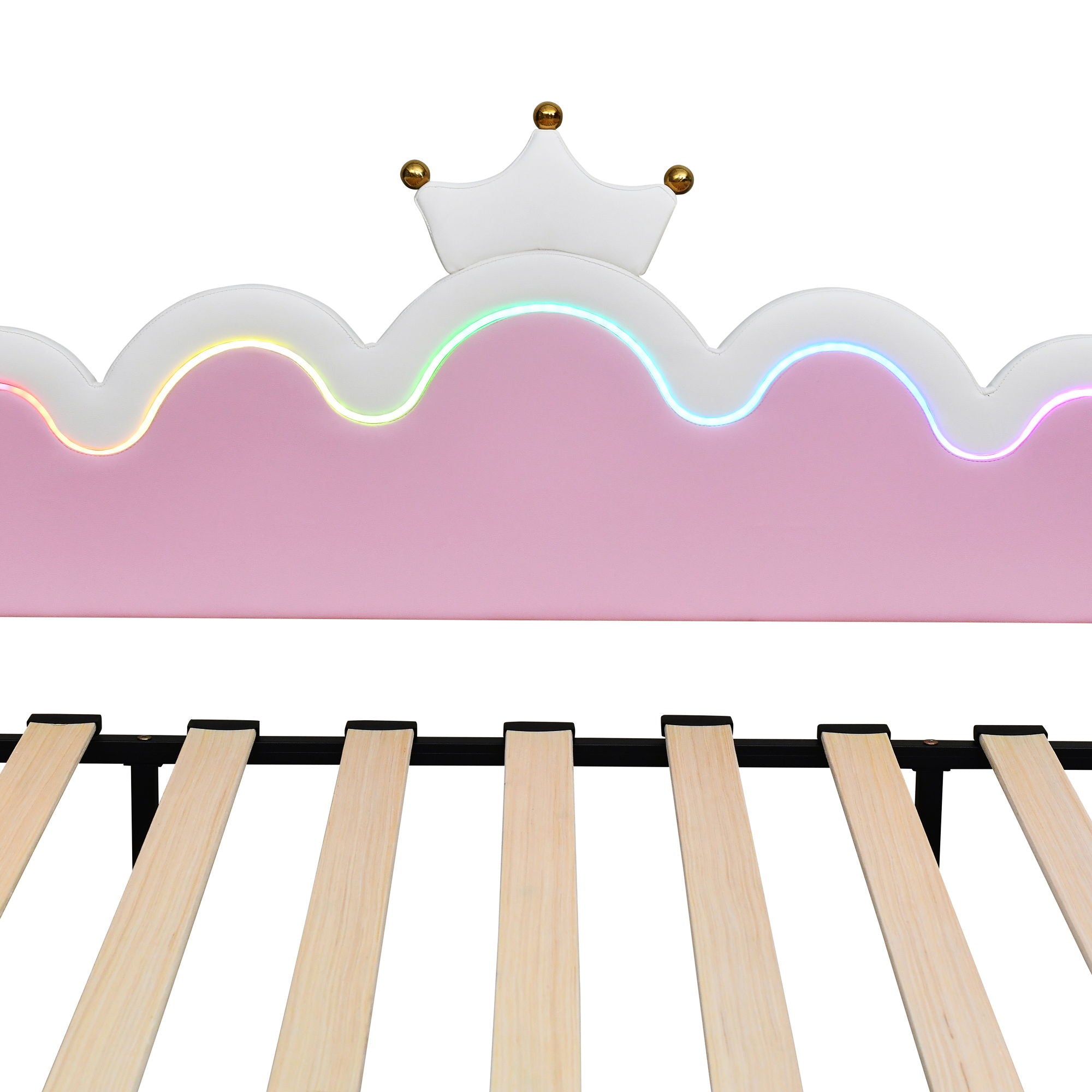 Extending Daybed With LED Lights, Modern Upholstered Princess Daybed With Crown Headboard by HouseOfZazla