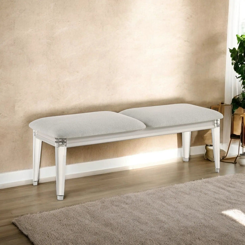 Laveda - Boucle Bench - Light Gray / White by Unique Piece Furniture