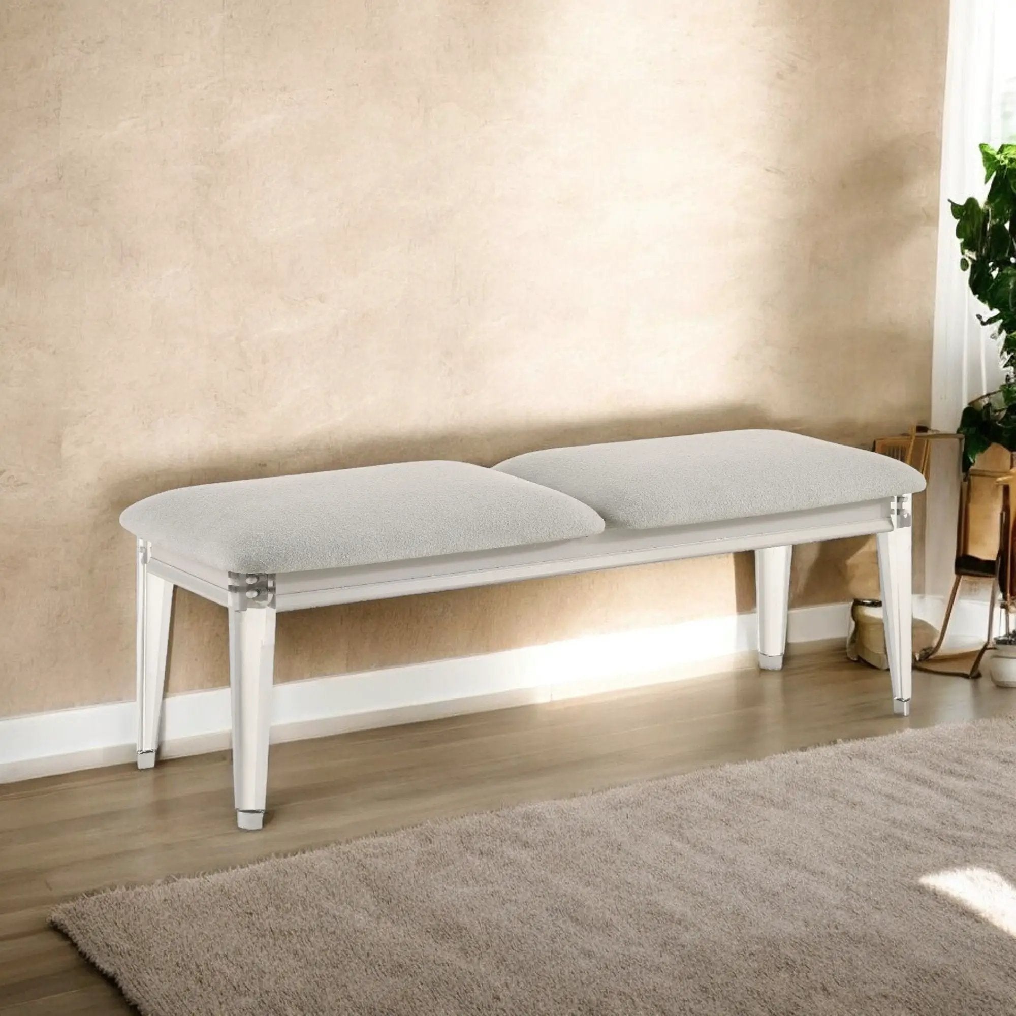 Laveda Boucle Bench - Light Gray / White by HouseOfZazla