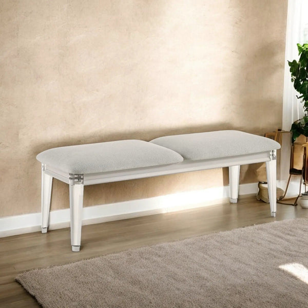 Laveda Boucle Bench - Light Gray / White