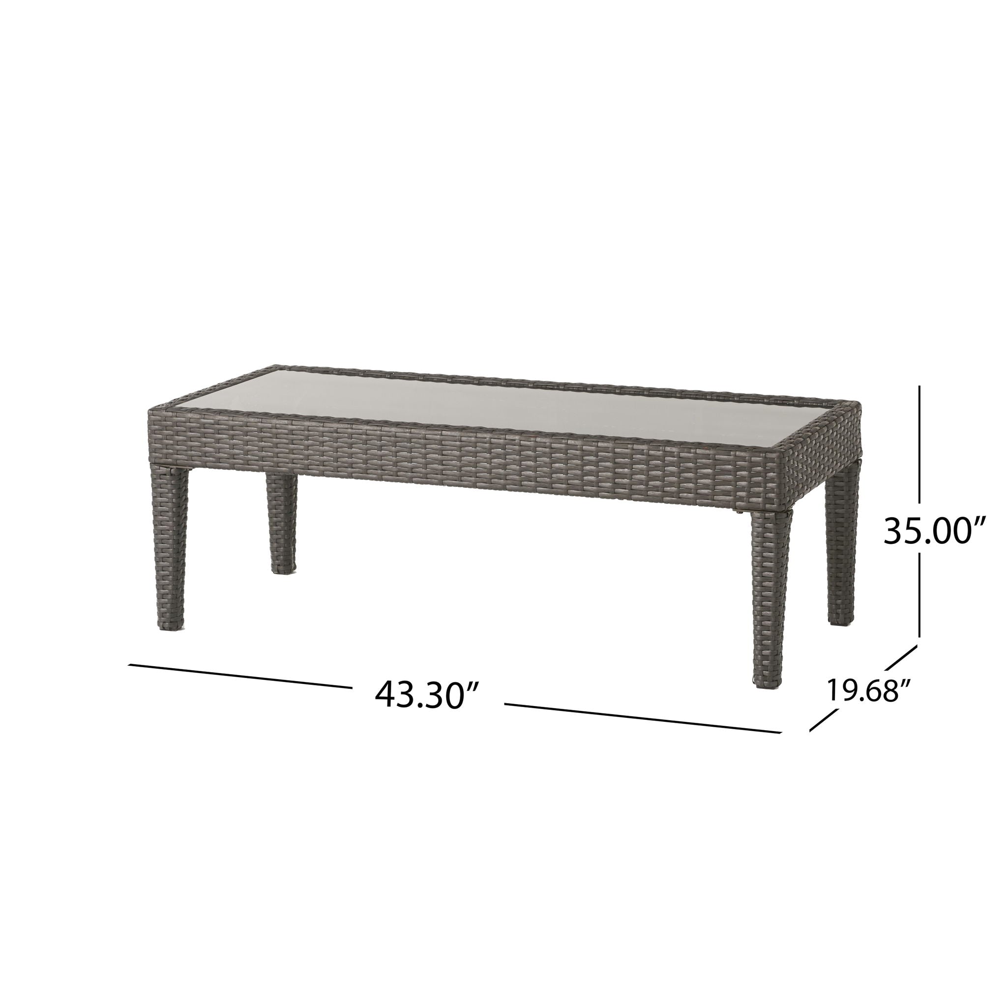 Contemporary Antibes Loveseat & Table Set Outdoor - Gray by HouseOfZazla