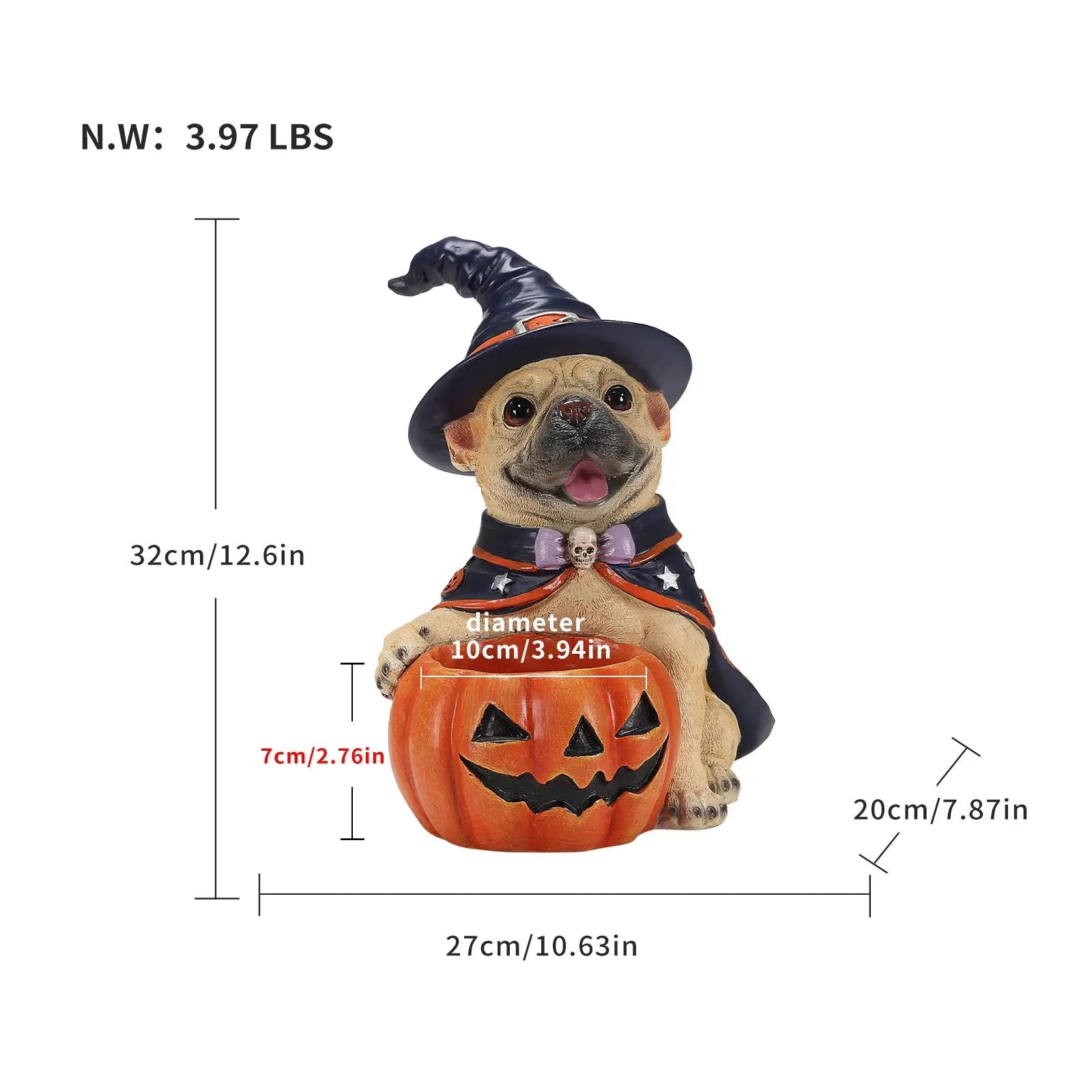 Halloween French Bulldog Witch Puppy Figurine by HouseOfZazla