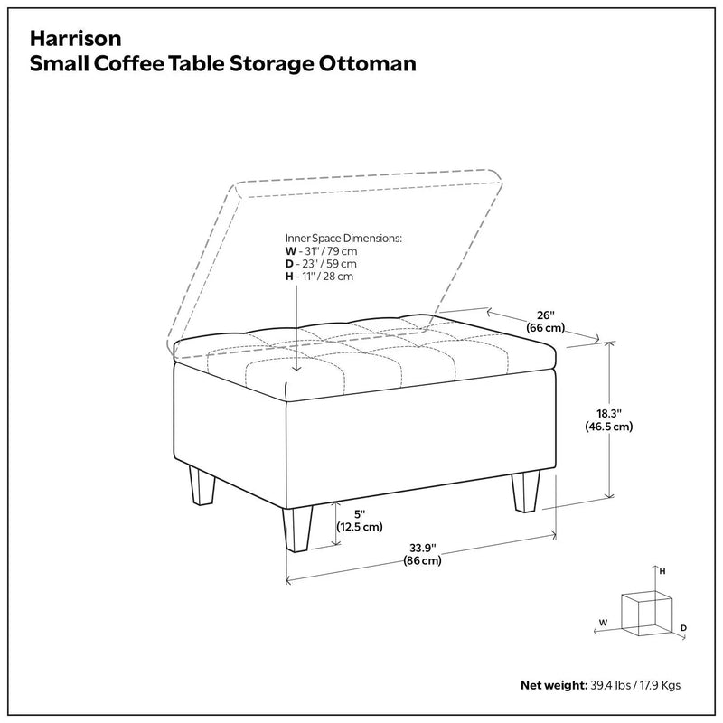 Harrison - Upholstered Coffee Table Storage Ottoman by HouseOfZazla