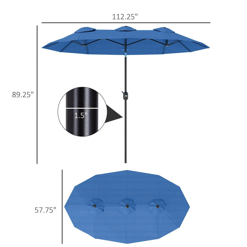 Outsunny 9.5' Double-Sided Patio Umbrella with 3 Air Vents, Tilt and Crank by HouseOfZazla