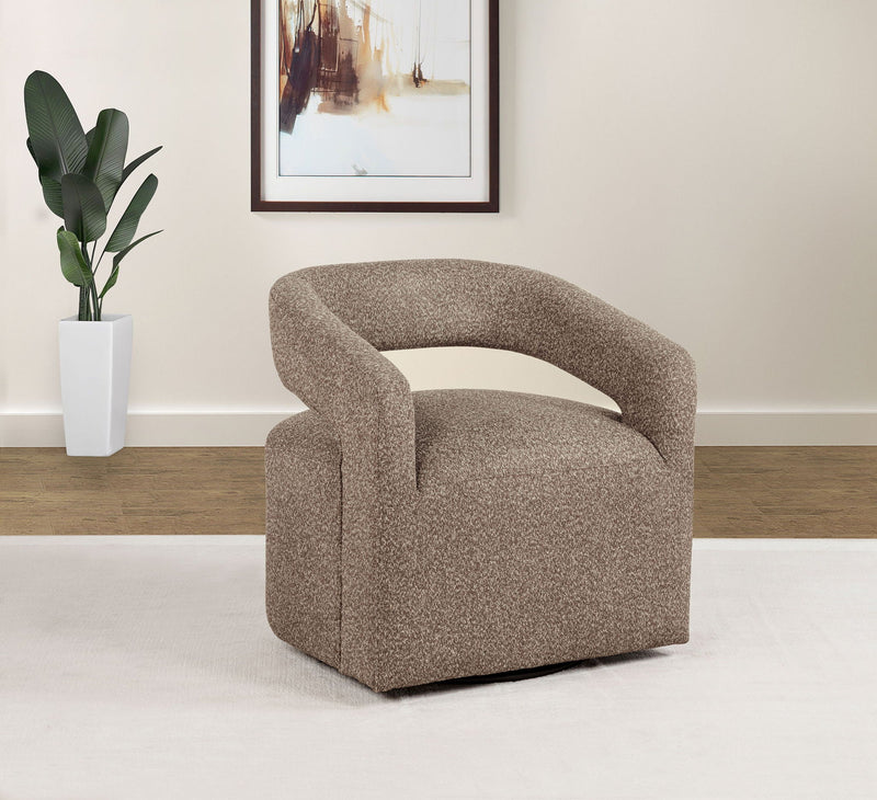 Westhill Boucle Upholstered Swivel Accent Chair Rocky Road by Unique Piece Furniture
