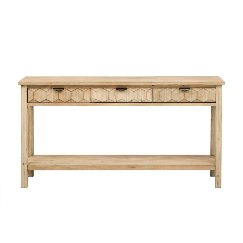 U_Style 58.3'' Fir Veneer Entryway Table with Honeycomb-patterned Fronts by HouseOfZazla