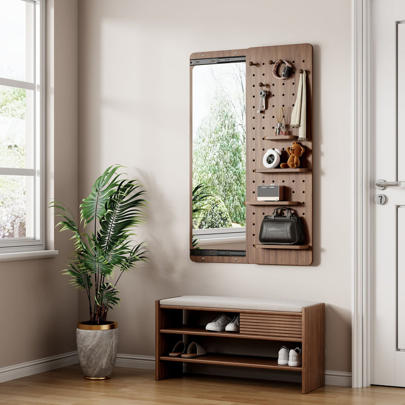 Wall Mounted Full Length Mirror With Shelf And Hook by HouseOfZazla