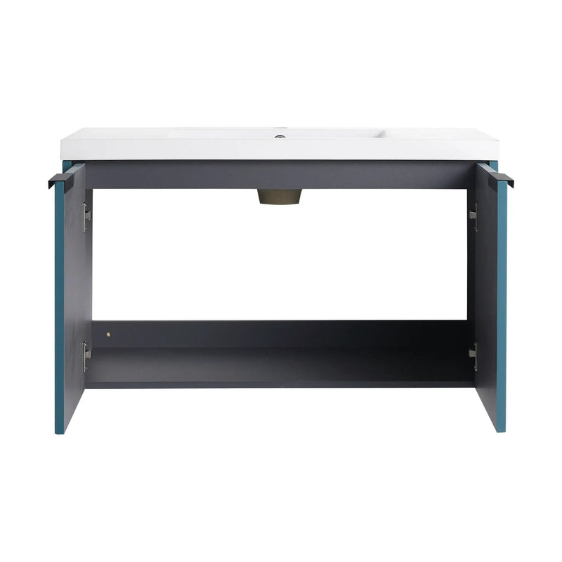 Contemporary Wall Mounted Bathroom Vanity With Resin Double Sink by HouseOfZazla